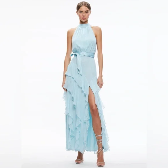 alice and olivia light blue dress Alice + Olivia Harmony Dress in Mineral Blue